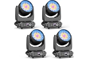 OSUSUENT 4 Unità 19x15W Testa Mobile LED Wash Zoom Beam Effetto Luce Proiettori di scena RGBW Moving Head 4 in 1 per la serata musicale Sala da Ballo Discoteca Matrimonio