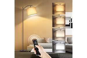 OUTON LED Lampada da Terra con Telecomando, Lampadina Inclusa, Dimmerabile e 4 Temperature di Colore Regolabili, Timer 1 Ora, Lampada da Lettura per Soggiorno, Camera da letto, Ufficio, Marrone