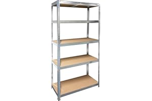 ‎SCHULTE REGALWELT Schulte Schwerlastregal mit 5 MDF Böden, 180x90x40 cm (HxBxT), Traglast pro Ebene 175 Kg, verzinkt, Lagerregal, Kellerregal, Werkstattregal, Steckregal