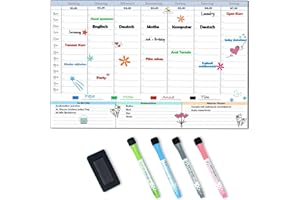 ‎POPRUN POPRUN Magnetisch Whiteboard Wochenplaner abwischbar Familienplaner Planungstafel Haushaltsplan Magnettafel Kühlschrank Kinder Belohnungstafel Stundenplan für Büro und Schule 43 x 28 cm auf Deutsch