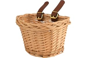 EIRONA - Cestino per Bicicletta per Bambini, in Vimini, con Cinghie, per Bici e Scooter da 12 a 16