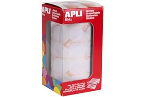APLI Kids 11905 - Gommettes Rondes en rouleau - Couleur : Blanc - Dimension : 20mm