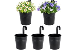 BOFUNX 5pcs Macetas Colgantes de Hierro de Metal Macetero Colgar con Gancho de Estilo Retro Vintage para Decoración Exterior Balcón Jardín Patio Pared Terraza