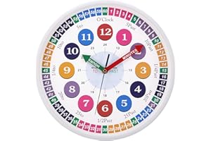 VINILITE Orologio da Parete Educativo per Bambini Orologio da Muro Silenzioso Orologio per la Camera da Letto, Adatto per la Scuola 30 cm