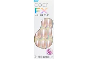 KISS colorFX by imPRESS Press On Nails - Connection, No Glue Needed, Rose-White, Short Squoval
