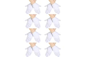 Hestya 8 Paia Guanti per Bambini di Halloween Guanti in Cotone Bianco Morbido Guanti da Polso per Travestimenti e Abbigliamento per Bambini Costume per Cosplay Accessori Formali Ufficiali