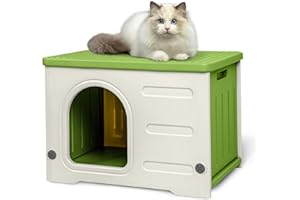 HICAPTAIN Casa de Gato de plástico para Uso Exterior e Interior, casa para Gatos al Aire Libre, Resistente al Invierno, apilable, Refugio para Gatos Salvajes, casa para Gatos Interior, Aislado, Resistente a la