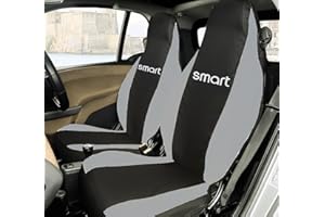 Rebeca Shop® Coprisedili Auto Compatibili per Smart | Made in Italy | Set Copri-sedile Anteriori Coppia (w451 - Seconda Serie, Nero/Grigio Chiaro)