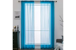 MIULEE Tende Trasparenti con Passanti Morbidi Finestre per Salotto Eleganti Soggiorno per Camera da Letto e Tende Cameretta Bambini 2 Pannelli 140x280cm Azzurro