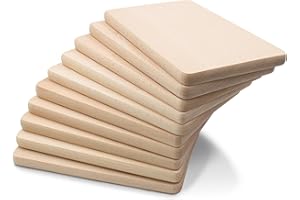VmG-Store Lot de 10 planches à découper en bois de hêtre massif - 18 x 11 cm - Planche à pain carrée en bois naturel (10, petit)