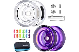 SHUNGRU Responsive YoYo K2 Crystal 2er Pack, YoYo Professional Plastic YoYo für Kinder Anfänger, Dual Purpose Trick YoYo mit Unresponsive YoYo Bearing + 12 YoYo Strings, Bearing Remover Tool (Lila + Weiß)