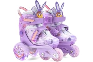 ERNAN Toddler Roller skates kids Roller boots,4 Light up Wheels and 4 Sizes Adjustable.Rollerskates for Kids Beginners, Suitable for Indoor Outdoor
