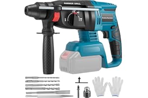 Haedswer - Trapano a martello per batteria professionale da 18 V, compatibile con batteria Makita da 18 V e 10 pin di perforazione, impugnatura antivibrazione e accoppiamento di sicurezza