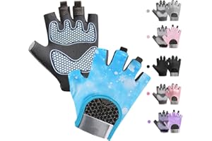CubePlug Guantes de ciclismo antideslizantes para niños y niñas, medio dedo, palma acolchada para niños, ideales para montar en verano, MTB, bicicleta, deportes, senderismo, escalada y gimnasio