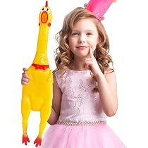 Novelty Place Jouet pour chien en forme de poule - Grand format de 40,6 cm - En caoutchouc jaune - Poulet couineur et hurlant pour animaux de compagnie