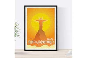 Nacnic Rio de Janeiro sheet 2. vintage style. Poster Cristo Redentor color. Ad Rio de Janeiro 2 Size A3