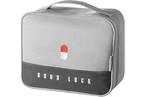 ESBYYEWI First Aid Kit Empty First Aid Kit Bag Emergency Bag Medical Medicine Bag Compact Waterproof Portable for Home Office Car Camping Hunting Travel Natural 9.8 x 7.9 x 5.3 Inches (Grey)