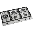 Bompani 90cm Built-In Hob - 5 Gas Euro Type Pool Burners, Sabaf Burners, Stainless Steel Body - One Year Manufacturer Warranty - BO293MQT Silver