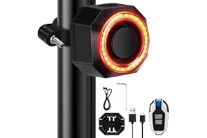zerotop Bike Alarm with Tail Light, USB Rechargeable Anti-Theft Bicycle Remote, 110dB Wireless Vibration Motion Sensor Motorcycle Mount for Mountain Electric Scooter Trailer, Black