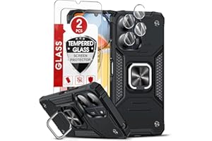 LeYi Coque pour Xiaomi Redmi 13C/Xiaomi Poco C65 avec 2 Verre Trempé Vitre Protection, 2 Protection Camera et Anneau Telephone, Militaire PC et TPU Etui Antichoc Housse pour Xiaomi Redmi 13 C - Noir