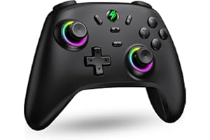 ALEEMTRY Switch Controller Kompatibel mit Switch 2/Switch/Lite/OLED, Wireless Switch Pro Controller mit RGB Hall Effect Joysticks/1000 mAh Akku/Turbo/Dual Vibration