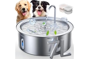 FEELNEEDY 7L Fontaine à Eau Chien en Acier Inoxydable, Fontaine à Eau Chat avec 2 Filtres, Multi-Filtration, Facile à Nettoyer