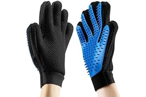 ZHONGSHENG Pet Glove: Grooming Tool + Furniture Pet Hair Remover Mitt - For Cat & Dog - Long & Short Fur - Gentle Deshedding Brush - Rubber Tips for Massage - Soft Groomer Mitt (1 right hand)