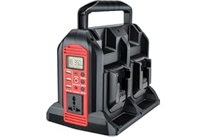 YEX-BUR 350W Power Inverter for Milwaukee 18v Battery, 4-Ports DC 18V to AC 220V Pure Sine Wave Inverter with 3 USB-A & 1 USB-C Port, 300LM LED Light for Camping Emergency(Tool Only)