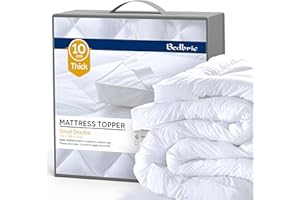 Bedbric Small Double Mattress Topper 4 Inch Thick-Hypoallergenic Quilted Microfiber, Ultra-Comfortable Mattress Topper Small Double Bed with Non-Slip Elastic Straps, 100% Organic Filling-122x190x10 cm