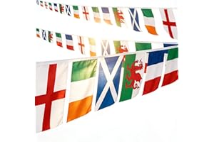 WOILTRYN 2pcs Six Nations Bunting - 6 Country Flags 12m - 30 Polyester Flags 14x21cm - England, Ireland, Scotland, Wales, France, Italy Team Colours
