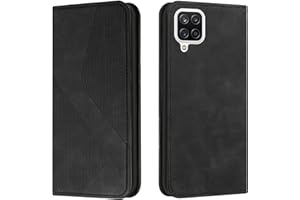 Mo-Somnus Kompatibel mit Samsung Galaxy A22 4G Hülle, Schutzhülle Samsung A22 4G, Magnet PU Leder Tasche Handyhülle Samsung A22 4G, Klappbar Kartenfächer Samsung A22 4G Brieftasche Klapphülle(Schwarz)