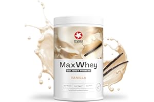 ‎MAXINUTRITION MaxiNutrition MaxWhey 100% Whey Proteinpulver Vanille 420 g Dose, ergibt 14 Protein-Shakes à 23g Eiweiß, ohne künstliche Aromen, inkl. Vitamin B6, Made in Germany