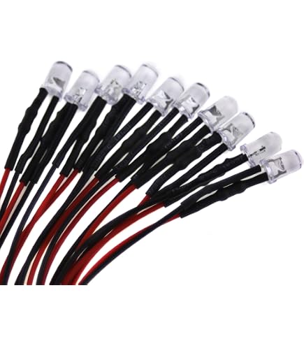 Lot De 10 LED Super Lumineuses 3mm Blanc Chaud 3000K - Câble 20cm Pour 5V