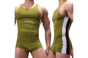 AIEOE Men's Stretchy Bodysuit Sports Gym Athletic Supporters Undershirts Sleeveless Gymnastic Boxers Wrestling Singlets Jumpsuits Leotard Pajamas Underwear