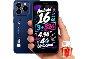 AGM N2 4G Unlocked Mini Smartphone, IP54 Dustproof Splashproof, 3000mAh Long Battery Life, 4.96" One-Hand Screen, Android 16 Go, Dual SIM, 256GB Expandable, Ideal for Backup/Elderly/Outdoor Use (Blue)