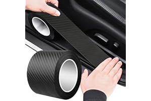 AYYDS Battitacco auto, in fibra di carbonio, colore nero, per auto, autoadesivo, protezione per portiere, protezione per paraurti (7 cm x 10 m)