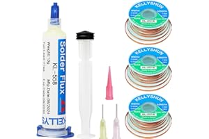 KELLYSHUN KL-558 Flussmittel Löten,10ML No-Clean Bleifreies Kolophonium Flussmittel(1 Stück)2.5MM/1.5M Entlötlitze(3 Stück) Geeignet Für Handy-Lötungen,BGA,Haushaltsgerätereparaturen