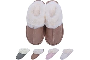 EDOTON Kapcie damskie zimowe kapcie damskie pluszowe buty unisex ciepłe kapcie z podeszwą TPR, khaki, 38/39 EU