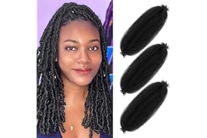 BLTYXT Marley Twist Hair Pre Separated Braiding Hair Soft Synthetic Springy Afro Twist Hair for Locs Crochet Hair Extensions dei capelli all'uncinetto (18 Inch（Pack of 3）, 1B)