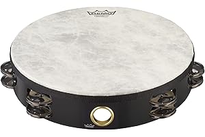 Remo World Percussion Pandereta 10" Doble fila – Marco Acousticon, Parche Fiberskyn 3, Acabado Quadura Negro, Afinación fija, 8 pares de sonajas – TA-5210-70