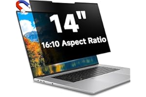 STARY Laptop Privacy Screen 14 Inch Magnetic, 16:10 Aspect Ratio Removable Anti Spy Blue Light Glare Laptop Privacy Screen Filter for Dell/Hp/Acer/Lenovo/Samsung/Asus/Sony