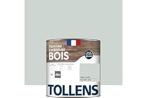 Tollens - Peinture extérieure bois 2 en 1 - Ultra Résistante - Finition Satin - Laque Riche en Résine - Pour Toute Boiserie Extérieure - Sans Sous-Couche - Satin - Gris Clair - 2L = 32m2