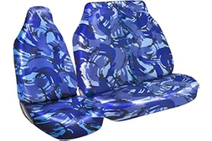Shield Autocare 2+1 HDSCCAM-BLU Heavy Duty Waterproof Universal Van Seat Covers Single And Double Blue Camouflage