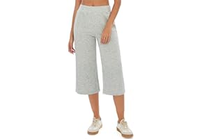 Crewhpo Pantalones Chándal Mujer 3/4 Capri Pantalón Verano Pantalones Deportivos con Bolsillos Cintura Alta Elástica Pantalon para Yoga Fitness Correr Jogging