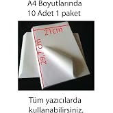 Etiket, A4 Yapışkanlı Etiket Kağıdı, 21x29.7 cm, 160 gr, 10 Yaprak, 1.Hamur Etiket, Sticker, Beyaz