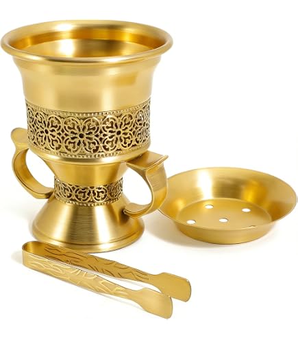 Incensiere Turibolo In Ottone Antico Argentato Con Catena 20cm - Porta Incenso Per Carboncello - 2222