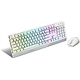MSI VIGOR GK30 COMBO White Gaming Keyboard (UK Layout) + Gaming Mouse Bundle - Mech-Membrane Switches, 6-Zone RGB Lighting Keyboard, Dual-Zone RGB Lighting Mouse, 5000 DPI Optical Sensor, Symmetrical