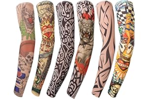 Benbilry 6pcs Art Arm Fake Tattoo Sleeves Cover For Unisex Party Cool Man Woman Fashion Tattoos & Body Art Temporary Waterproof Sunscreen Nylon Kit