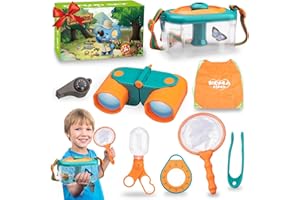 Achiyway Explorer Outdoor Toys for Age 2-5, Montessori Toys for 2 3 4 5 Boys and Girls, Educational Insect Toys for Kids with Binoculars, Compass, Magnifying Glass, Whistle and Bug Hunting Catcher