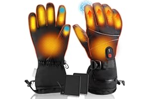 JALANN Heated Gloves for Men Women, Rechargeable Electric Heating Gloves 6000mAh Battery Powered, Lasts 6 Hours, 3 Heating Levels, Waterproof Touchscreen Hand Warmer for Hiking Skiing Cycling Ice Fishing